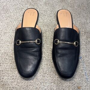 a new dat black mule with gold accent detail women’s size 9 black flats